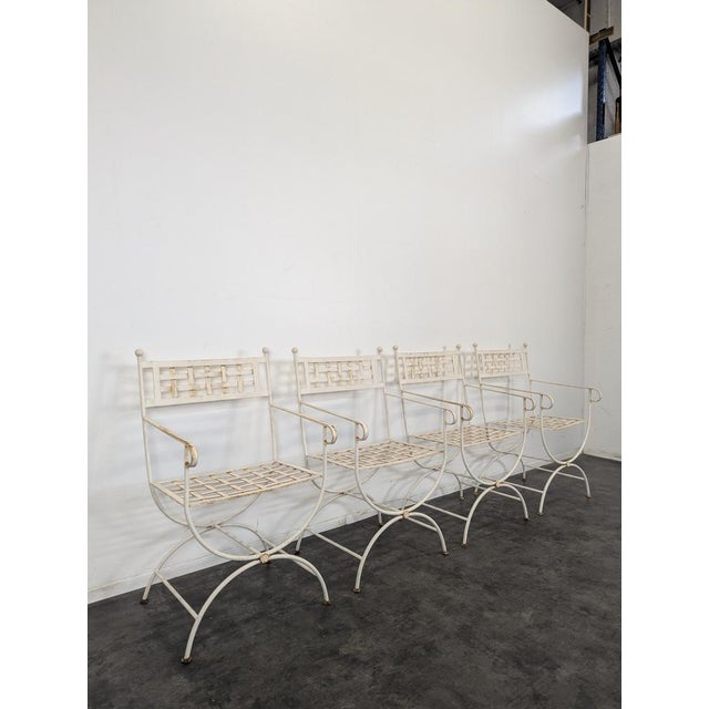 Wrought Iron Garden Table and Chairs, Set of 5 For Sale - Image 3 of 15