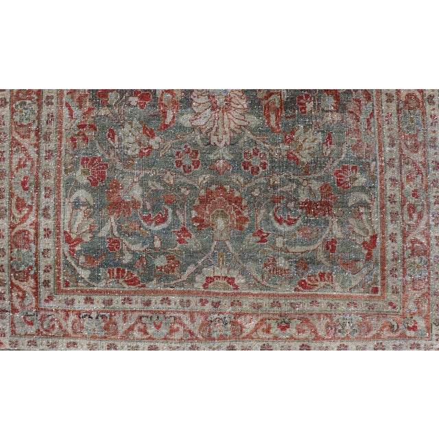 Antique Persian Mahal Gallery Rug With Soft Blue Ground and Red Allover Design 5'2 X 11'2 For Sale - Image 13 of 15