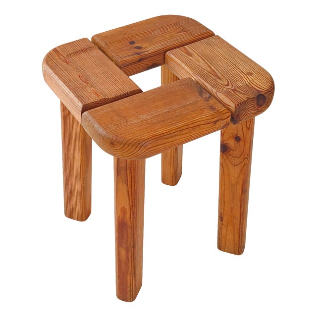 Vintage Swedish Scandinavian Stool in Pine by Olof Ottelin for Finnsauna, 1950 For Sale