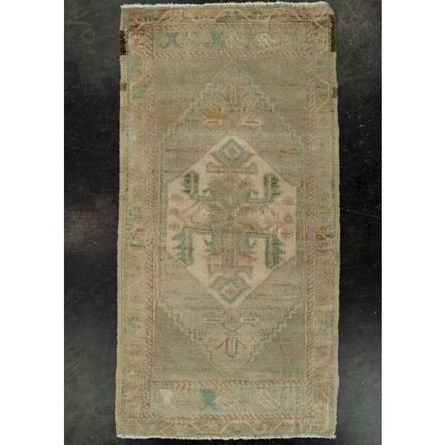 Brown Turkish Mini Rug Oriental Hand Knotted Vintage Rug 1'10" x 3'7" #21026 For Sale - Image 8 of 8