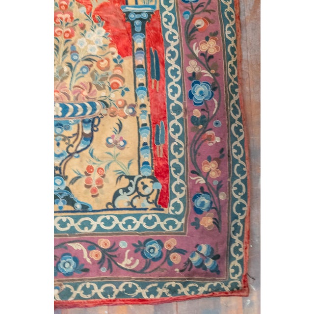 19th Century 18th or 19th Century Turkish Ottoman Embroidered Applique Tapestry Wall Panel For Sale - Image 5 of 9