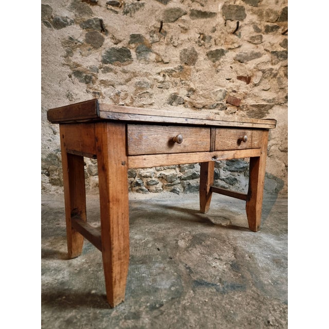 Rustic Antique 19th Century French Cherry & Oak Side Table, 1870s For Sale - Image 3 of 14
