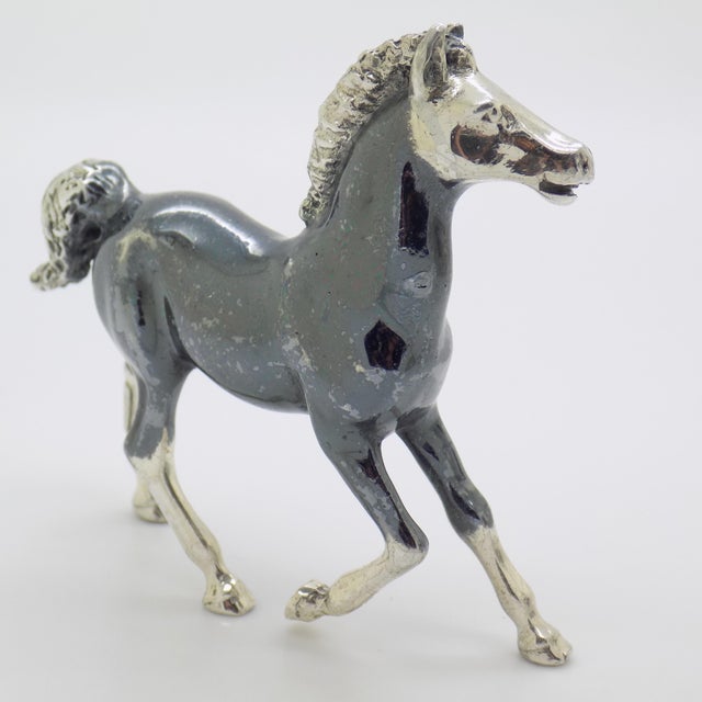 Vintage Italian Handmade Genuine Sterling Silver 925 Darkened Horse Large Figurine For Sale - Image 4 of 10