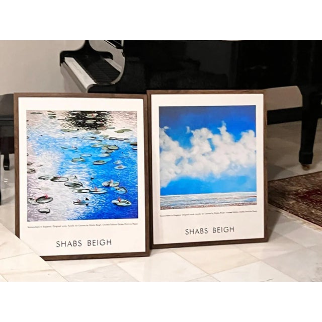 Blue "Clouds and Lilies" Contemporary Original Expressionist Landscape Painting by Shabs Beigh For Sale - Image 8 of 10