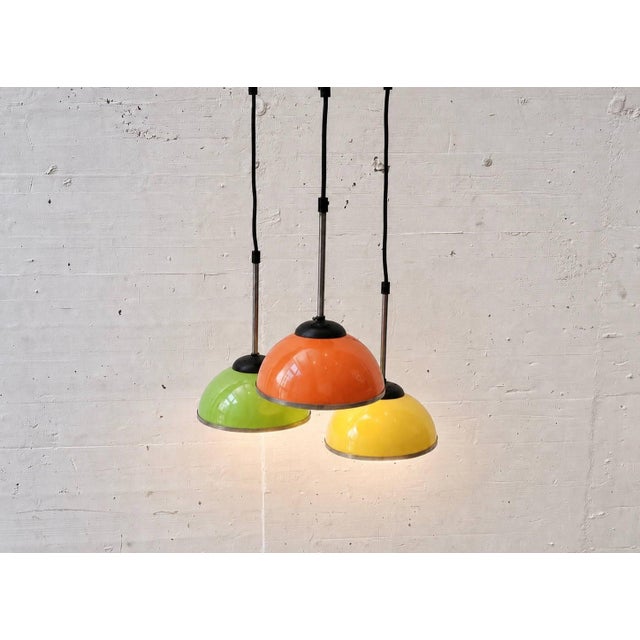 Space Age Pendant Lamp with Colored Metal Shades, 1970s For Sale - Image 4 of 13