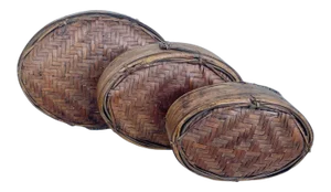 Antique Woven Rattan/Split Bamboo Oval Nesting Boxes-A Set