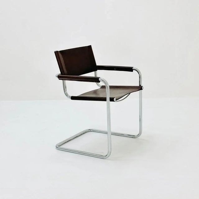 Mid-Century Bauhaus B34 Brown Leather Cantilevered Chair by Mart Stam for Jox Interni, 1980s For Sale - Image 11 of 11