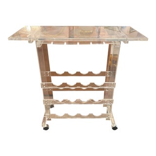 1980s Vintage Lucite Bar Cart and Wine Rack For Sale