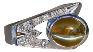 The Lodoga: Gentlemen's Vintage 14K Cat's Eye Chrysoberyl and Diamond Cocktail Ring