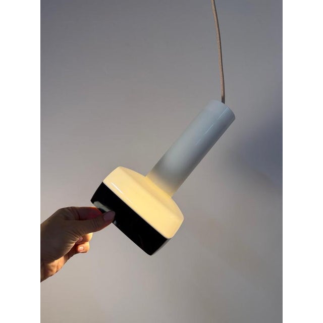 Black and White Pendant Lamp by Bent Karlby for Schrøder-Kemi, 1970s For Sale - Image 3 of 11