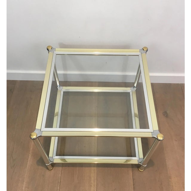 Chrome, Gilt and Silver Metal Side Tables, French, circa 1970 - A Pair For Sale - Image 9 of 13