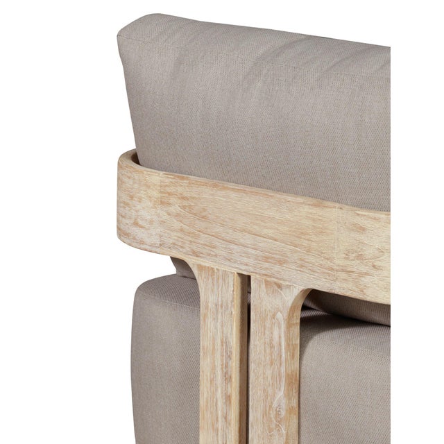 Paradiso Outdoor Teak Natural Look Revolving Chair - Gray Fabric For Sale - Image 10 of 12