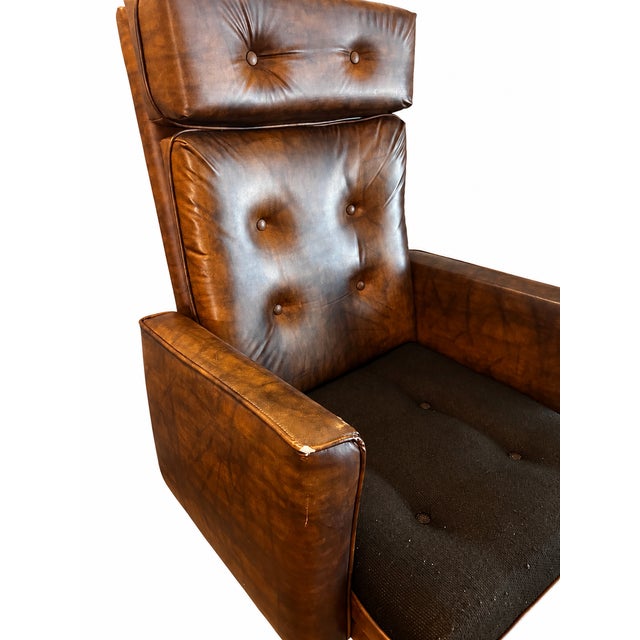 1970s Eck-Adams Brown Tufted High-Back Executive Office Chair For Sale - Image 4 of 17