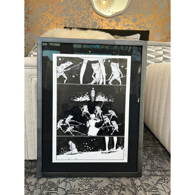 Original ink comic frames of Run Freak Run by Silver Saaremaeel (author) and Kaija Rudkiewicz (artist). Glass framed with...