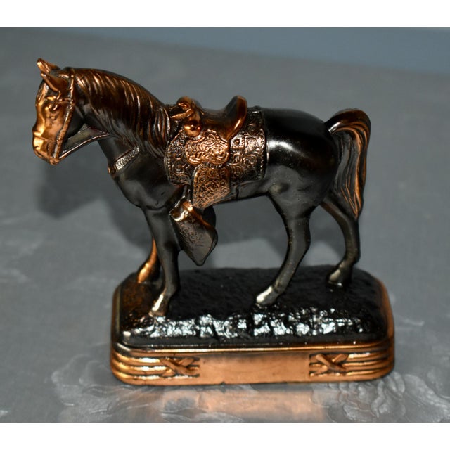 Vintage Decorative Bronze & Copper Finished Horse on Stand | Chairish