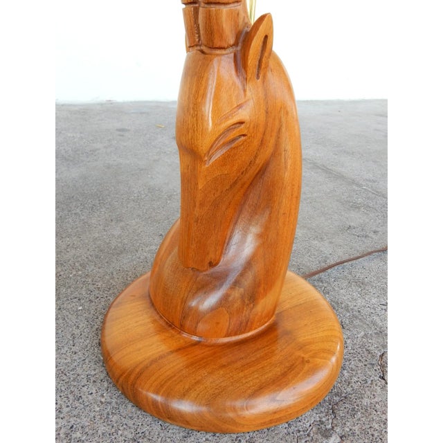 Mid 20th Century Moderne Stylized Gazelle Bust Walnut Sculpture Lamps - A Pair For Sale - Image 5 of 7