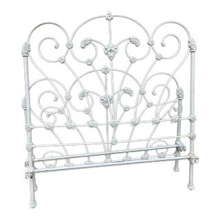 Vintage Elliott's Designs White Cast Iron Double Size Headboard & Footboard For Sale