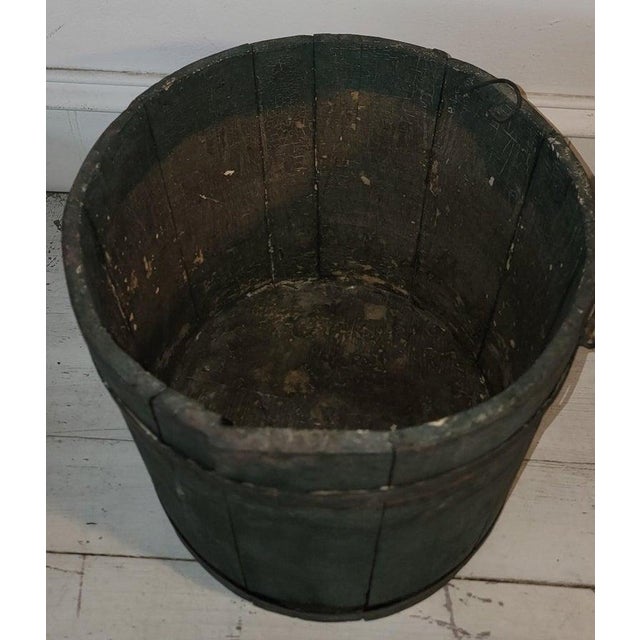 Folk Art Late 19th Century Original Blue Painted Handled Sap Bucket For Sale - Image 3 of 7
