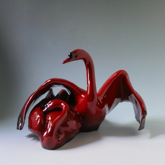 Textile Vintage Royal Doulton “Nestling Down” Flambé Swan Sculpture Hn3538 For Sale - Image 7 of 17