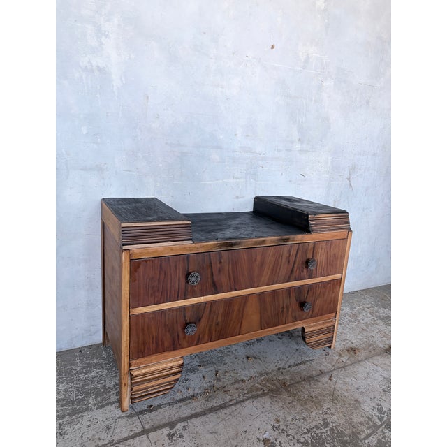 Art Deco Walnut and Oak Compact Chest of Drawers, 1950s For Sale - Image 3 of 6