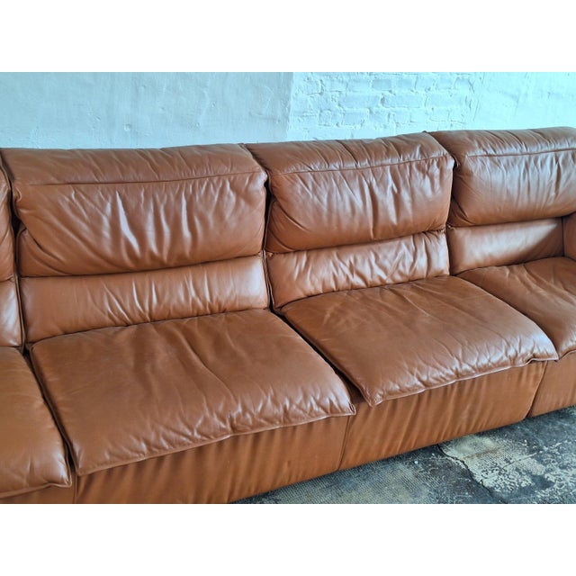 Brown Large Italian Five-Piece Modular Corner Sofa Set in Cognac Leather, 1970s For Sale - Image 8 of 15