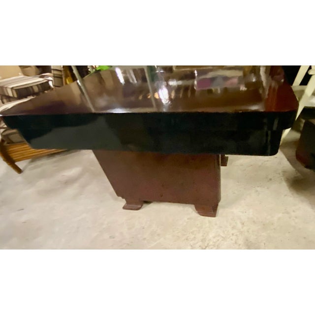 1940s Art Deco Mahogany and Ebony Dining Table, With 2 Extension Leaves For Sale - Image 9 of 11