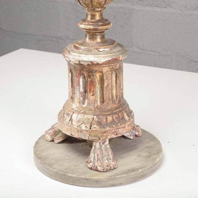 Wood Lacquered Candlestick with Marble Base For Sale - Image 7 of 8