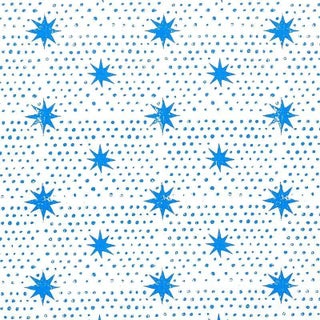 Schumacher X Molly Mahon Spot & Star Fabric in Blue For Sale