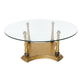 Vintage Italian-Style Gilded Neoclassical Coffee Table For Sale