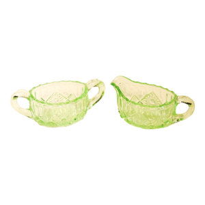 Circa 1910 McKee Glass Co. Rotec Sugar & Creamer in Dolphin Green