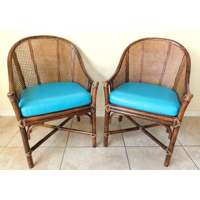 Pair McGuire Rattan and Cane Chairs For Sale In West Palm - Image 6 of 14