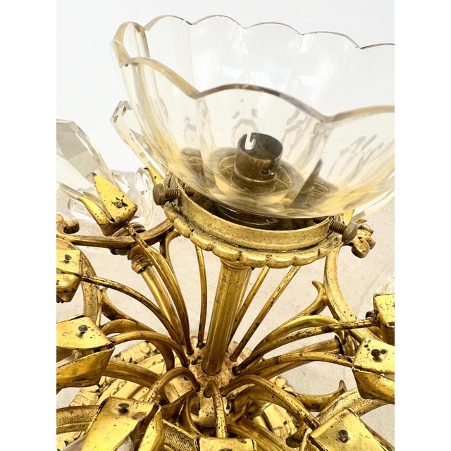 Bronze Ceiling Light with Flower Bouquet Pendants, 1920s For Sale - Image 11 of 14