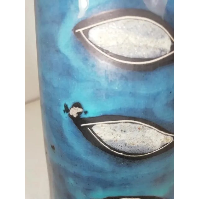 Bitossi Italian Blue Vase with Bitossi Leaves, 1960s For Sale - Image 4 of 12