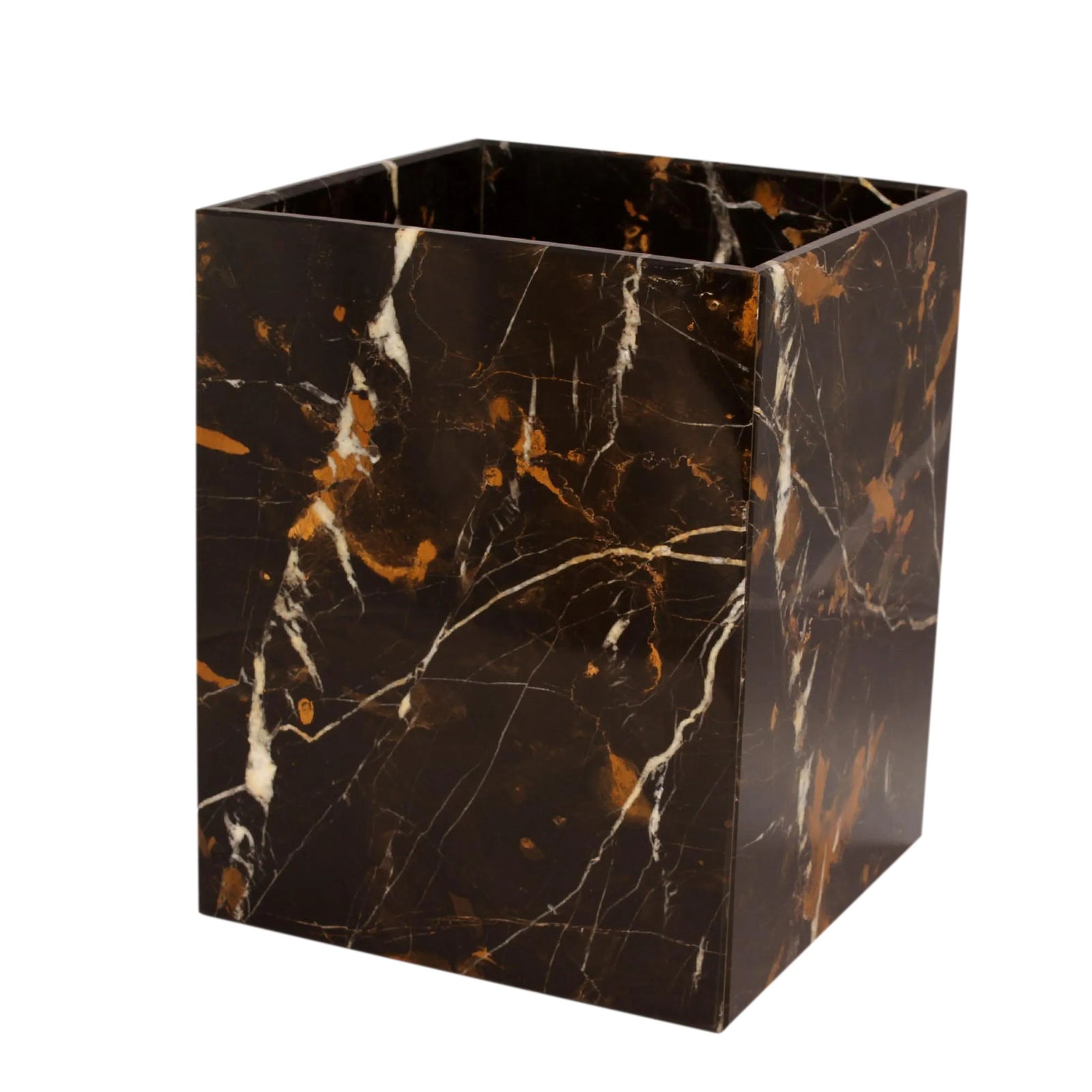 Black & Gold Marble Waste Bin Chairish