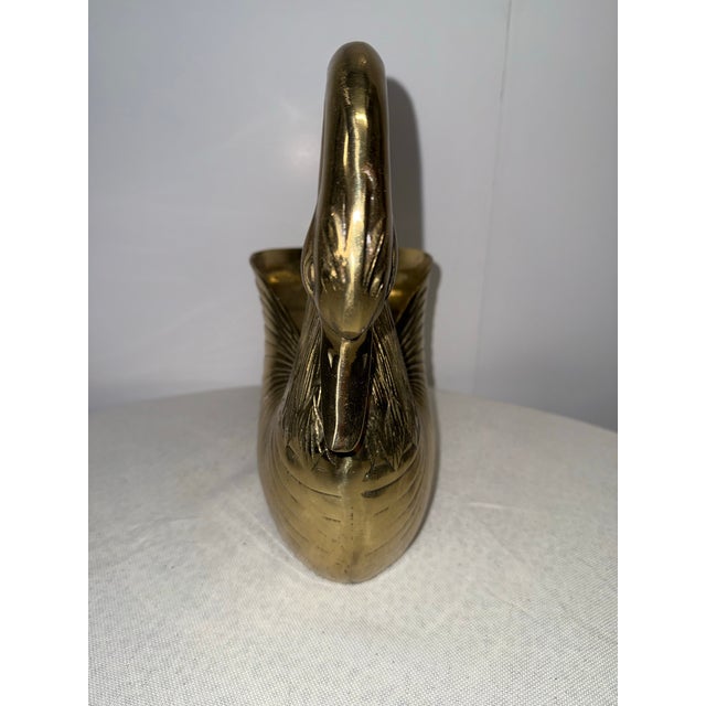 1980s Brass Swan Planter For Sale - Image 4 of 9
