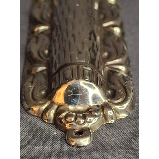 1970s Sterling Silver 925 Repousse Mezuzah Case 6" Bark & Scrollwork For Sale - Image 5 of 13