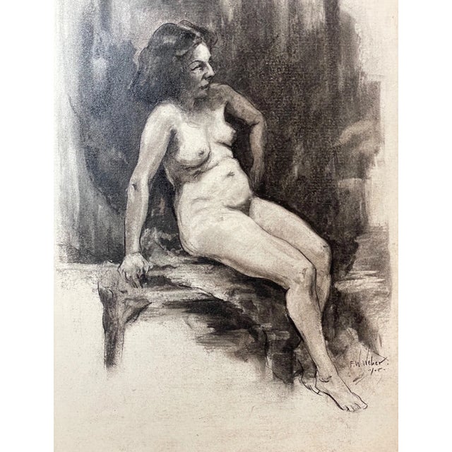 Vintage Frederick William Weber Mixed Media Nude Still Realism Sketch Drawing For Sale In New York - Image 6 of 11