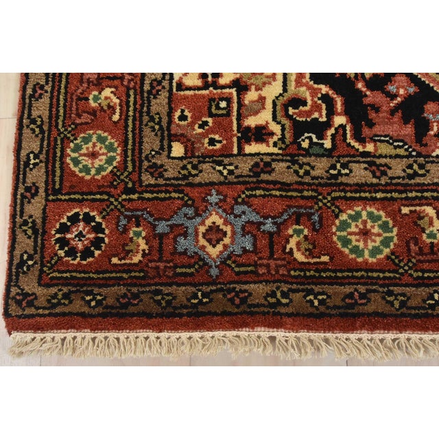 Heriz Runner 4′ X 12’1” Red Wool Tribal Hand-Knotted Oriental Rug For Sale - Image 10 of 13