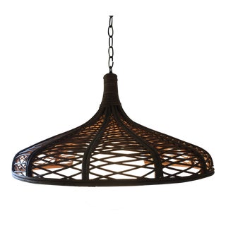 Mid-Century Rattan Pagoda Style Chandelier For Sale