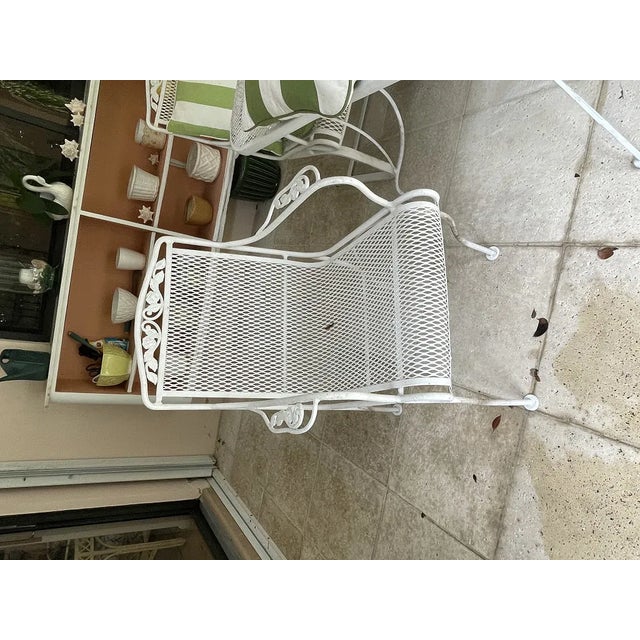 Large Vintage Table and Wrought Iron Table & 5 Chairs For Sale - Image 10 of 11