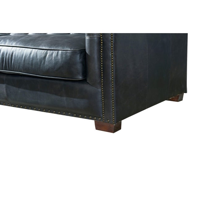 Tuxedo Leather Sofa - Slate For Sale - Image 4 of 11