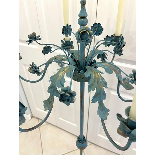 Mid Century Painted Tole 6-Candle Floor Candelabra For Sale - Image 9 of 12
