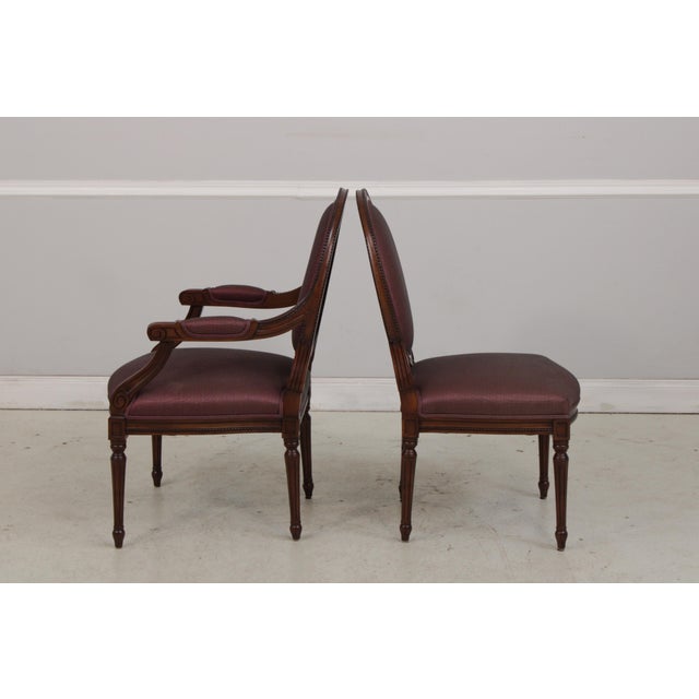 Set of 8 French Louis XVI Style Upholstered Dining Chairs For Sale - Image 10 of 18