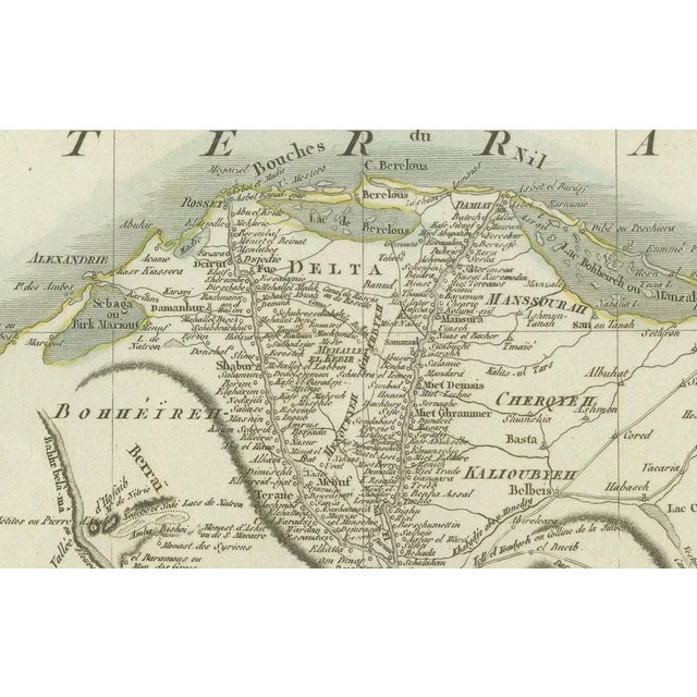 Beige Antique Map of Egypt with Detailed Inset of the Nile Delta, 1799 For Sale - Image 8 of 11