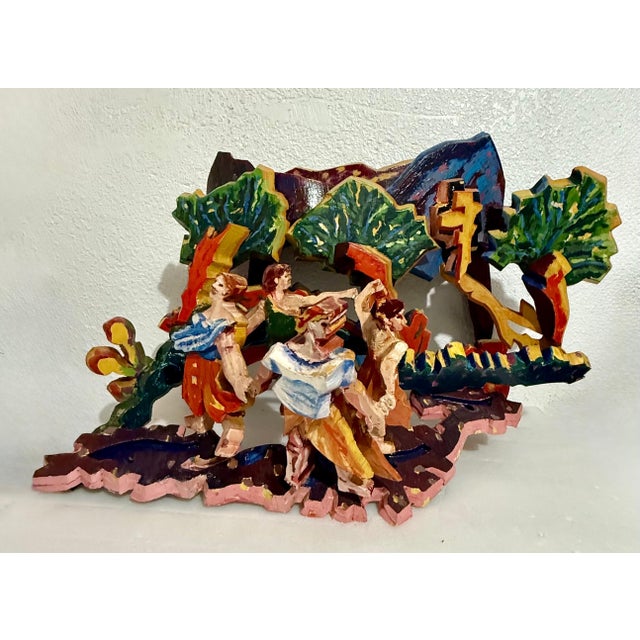 Mimi Gross, Large 3D Sculpture with Hand Painting Construction Mimi Gross Wood Assemblage, 1986 For Sale
