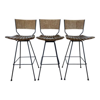1950s Vintage Arthur Umanoff Style Barstools - Set of 3 For Sale