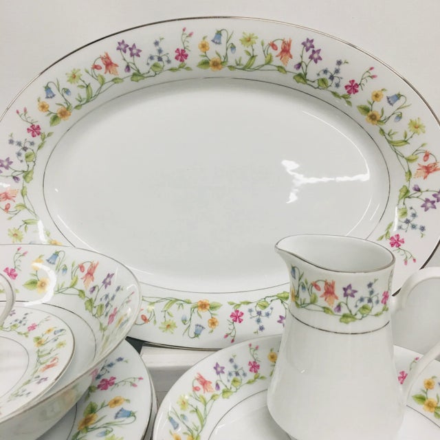 Floral Decorated Porcelain Dinnerware set, Crown Ming Fine China, 45 Pieces