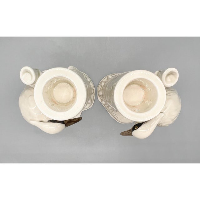 1970's Fitz & Floyd Japanese White Crane Candlesticks With Bamboo Bases – Hollywood Regency / Chinoiserie For Sale In Houston - Image 6 of 10