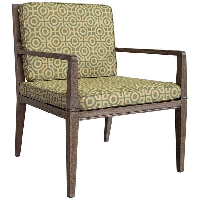 1970s Vintage Hollywood Regency Pickled Oak Upholstered Armchair For Sale - Image 11 of 11