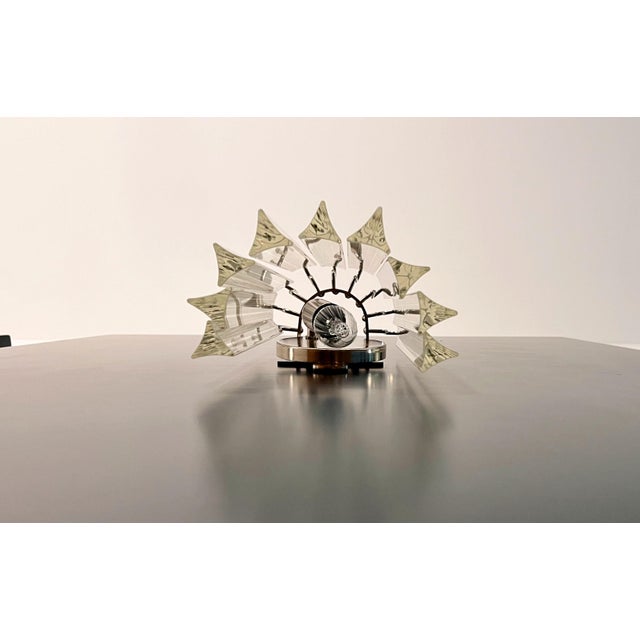 Murano Pair of Murano Style Wall Sconce With 9 Clear/Transparent Triedri For Sale - Image 4 of 11